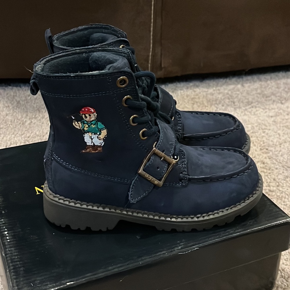 Polo Ralph Lauren Mallet Bear Ranger Hi Boots blue Boys Girls Toddlers Size 4